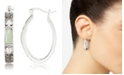 Macy's Jade (7.5 x 5.3mm) & Marcasite Oval Hoop Earrings in Sterling Silver